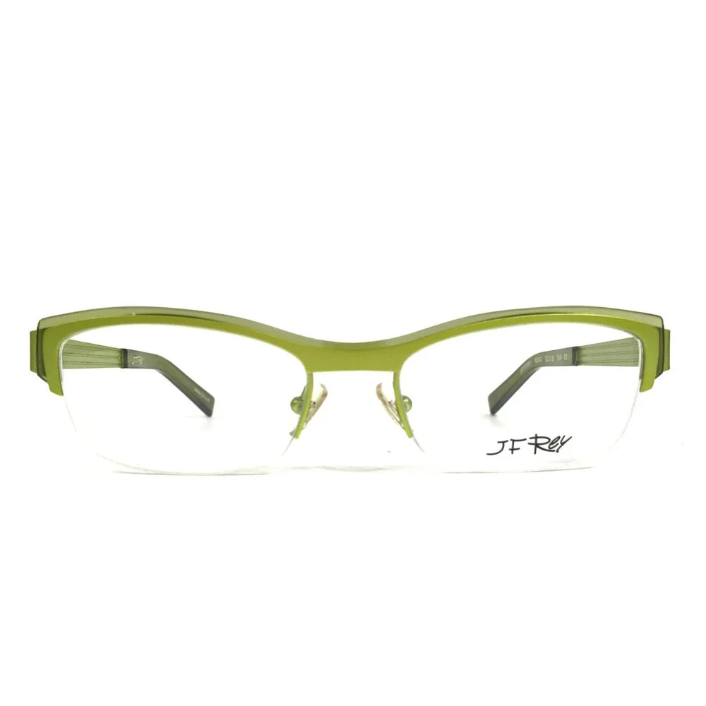 J.F. Rey Eyeglasses Frames JF2551 4040 Green Cat Eye Half Rim 52-18-134
